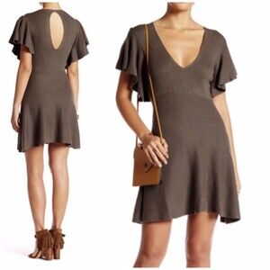 Free People Sweater Dress Grey Work Errands Date Girls Night Flutter XS NWT New